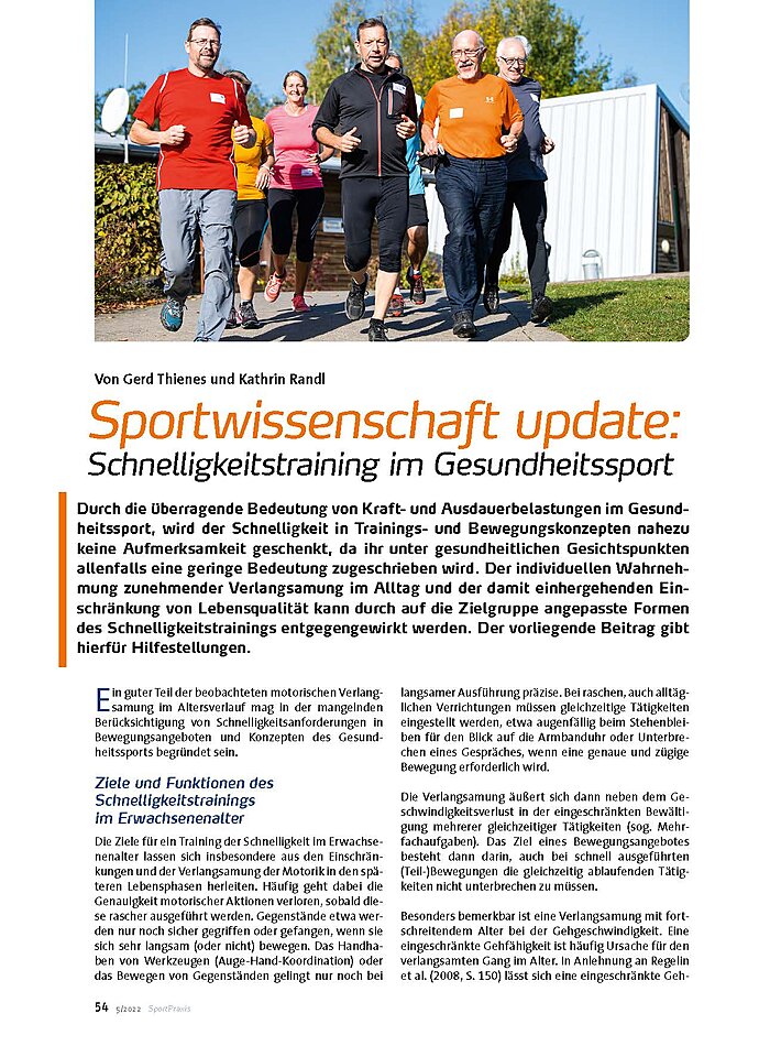 SPORTWISSENSCHAFT UPDATE: SCHNELLIGKEITSTRAINING IM GESUNDHEITSSPORT