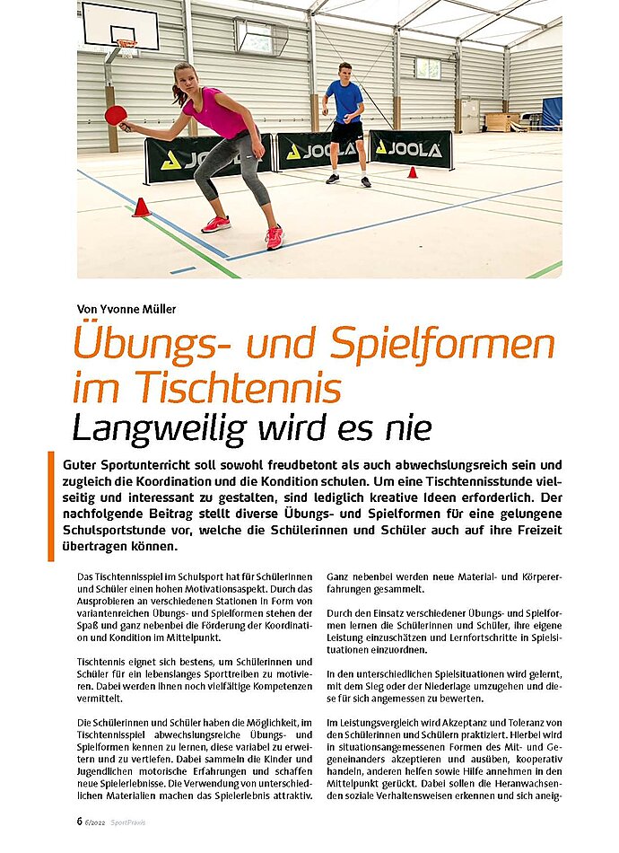 BUNGS- UND SPIELFORMEN IM TISCHTENNIS LANGWEILIG WIRD ES NIE