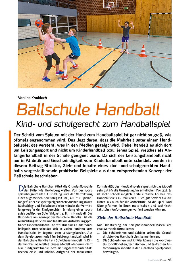 BALLSCHULE HANDBALL KIND- UND SCHULGERECHT ZUM HANDBALLSPIEL