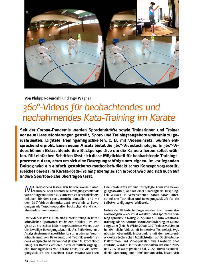 360 GRAD-VIDEOS FR BEOBACH- TENDES UND NACHAHMENDES KATA-TRAINING IM KARATE