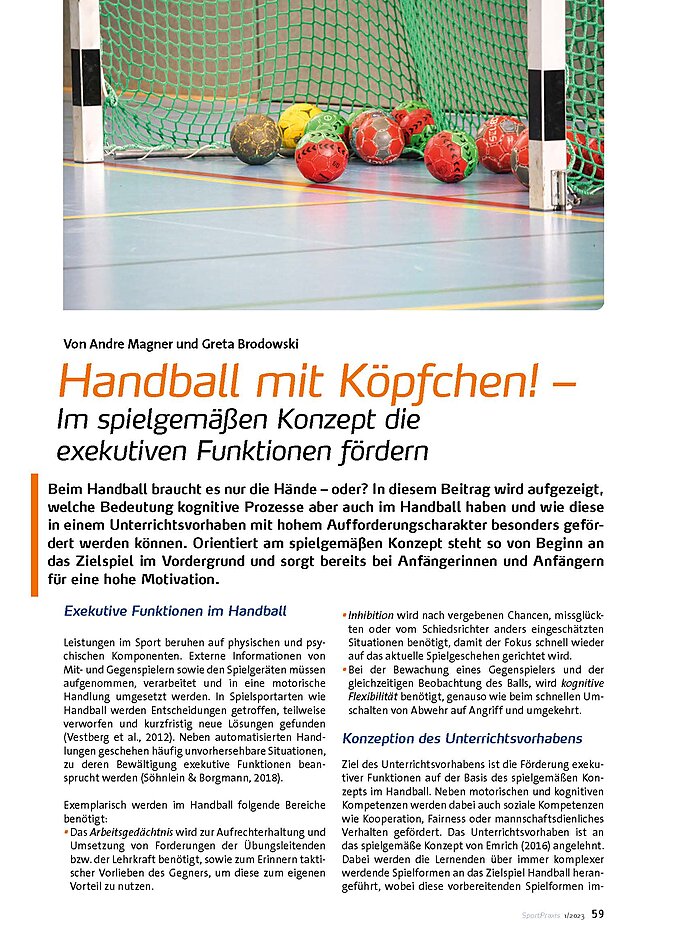 HANDBALL MIT KPFCHEN! - IM SPIELGEMSSEN KONZEPT DIE EXEKUTIVEN FUNKTIONEN FRDERN