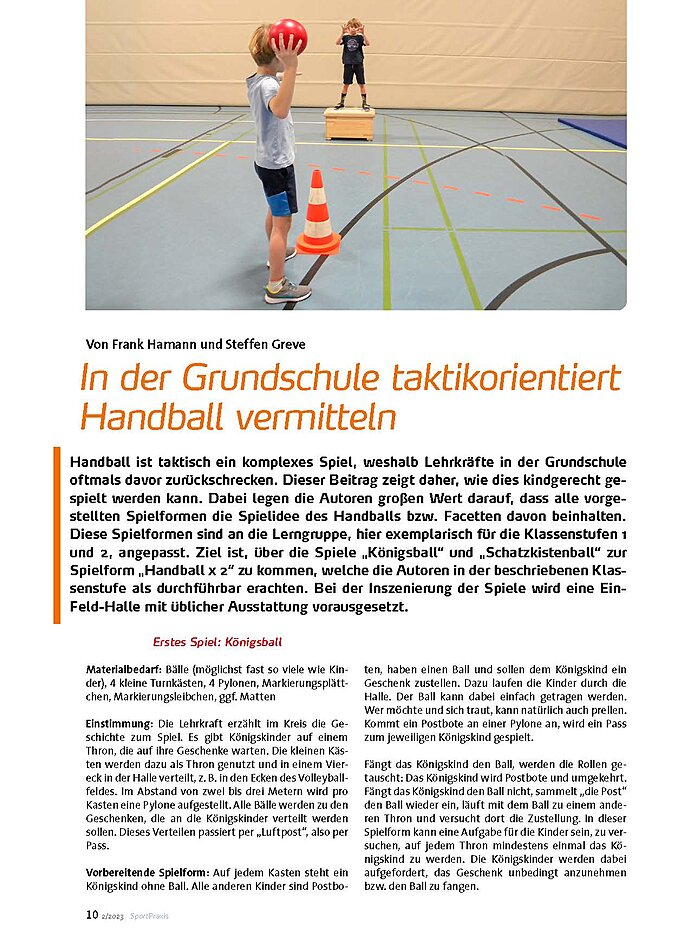 IN DER GRUNDSCHULE TAKTIK- ORIENTIERT HANDBALL VERMITTELN