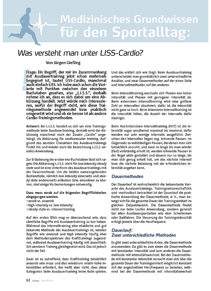 MEDIZINISCHES GRUNDWISSEN WAS VERSTEHT MAN UNTER LISS-CARDIO?