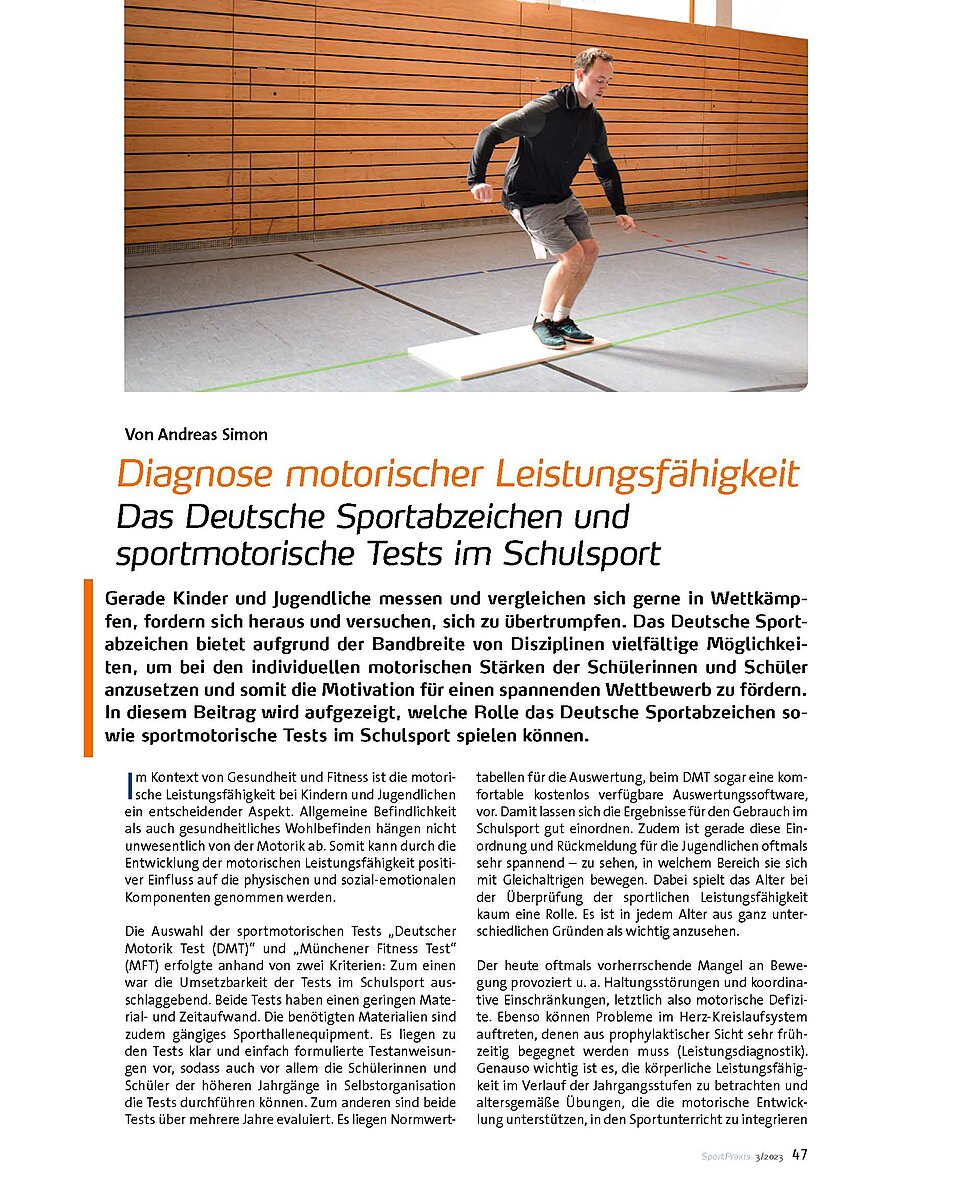 Auf diesem Bild sehen Sie das Produktbild 1 fr DAS DEUTSCHE SPORTABZEICHEN UND SPORTMOTORISCHE TESTS IM SCHULSPORT