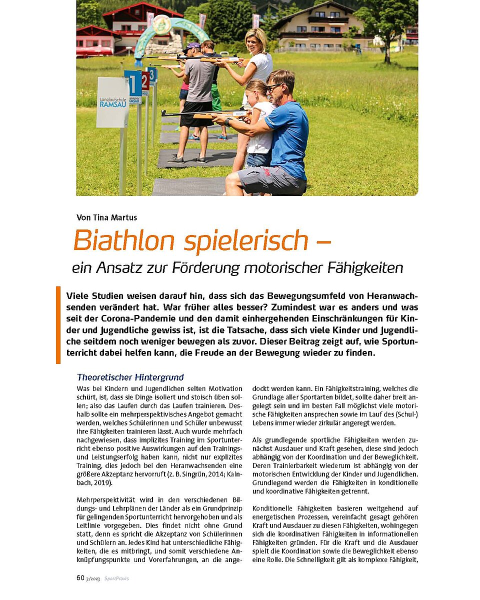 BIATHLON SPIELERISCH - EIN ANSATZ ZUR FRDERUNG MOTO- RISCHER FHIGKEITEN