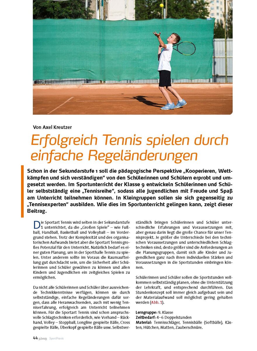 ERFOLGREICH TENNIS SPIELEN DURCH EINFACHE REGELNDERUNGEN