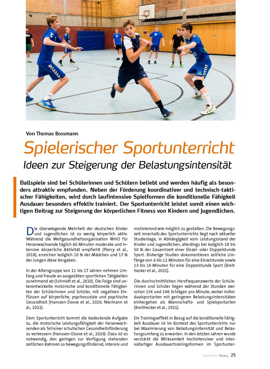 SPIELERISCHER SPORTUNTERRICHT IDEEN ZUR STEIGERUNG DER BELASTUNGSINTENSITT