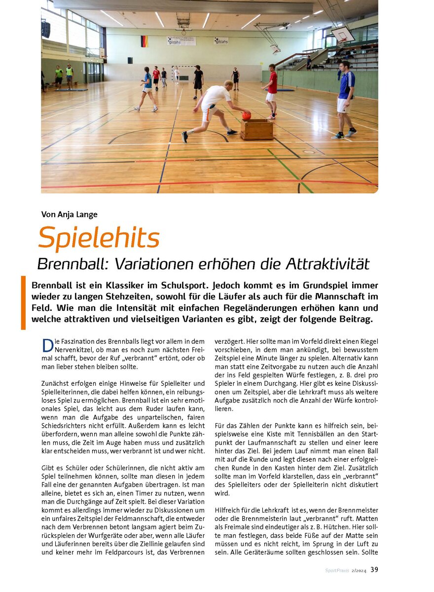 Auf diesem Bild sehen Sie das Produktbild 1 fr SPIELEHITS: BRENNBALL - VARIATIONEN ERHHEN DIE ATTRAKTIVITT