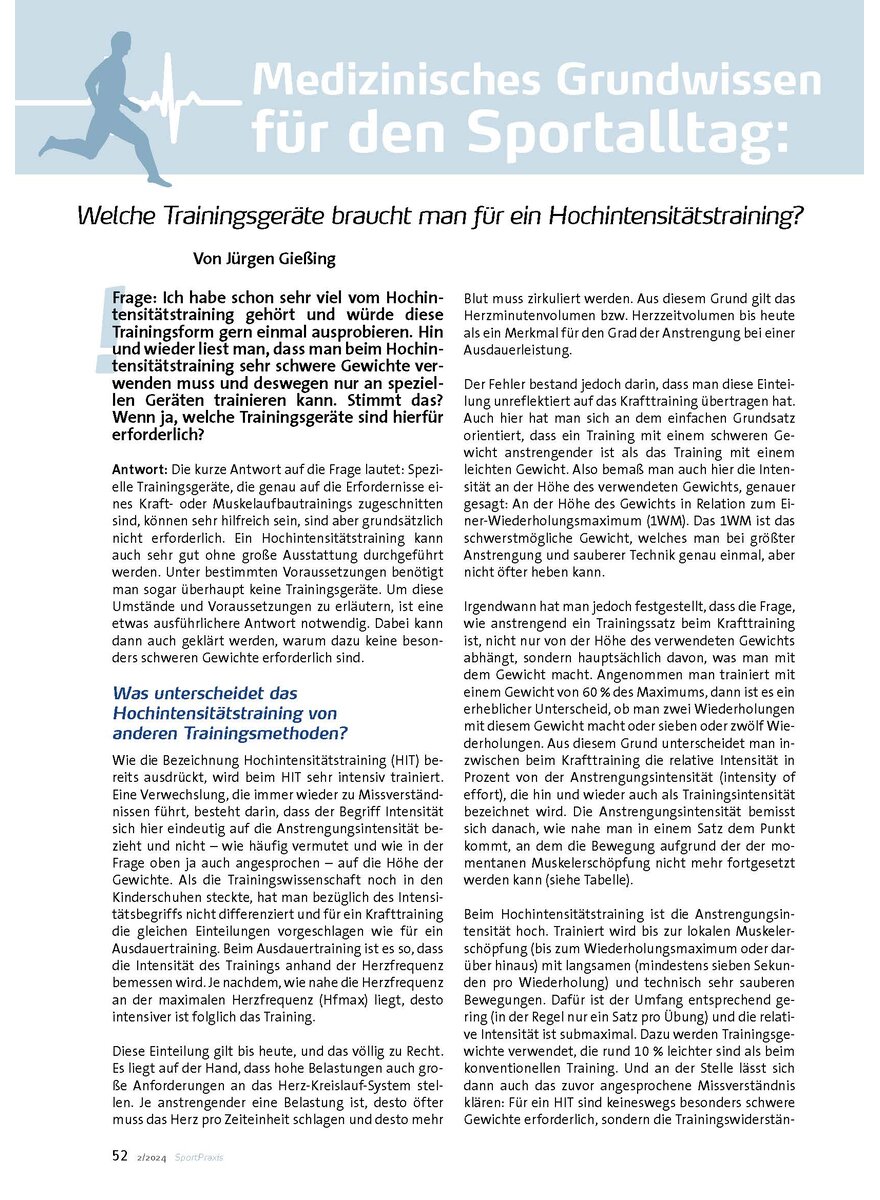 Auf diesem Bild sehen Sie das Produktbild 1 fr MEDIZINISCHES GRUNDWISSEN WELCHE TRAININGSGERTE BRAUCHT MAN FR HOCHINTENSITTSTRAIN.