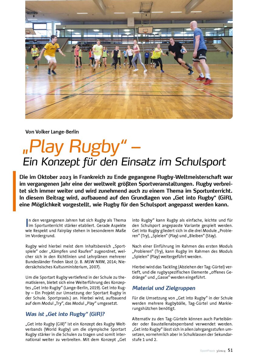 PLAY RUGBY - EIN KONZEPT FR DEN EINSATZ IM SCHUL- SPORT