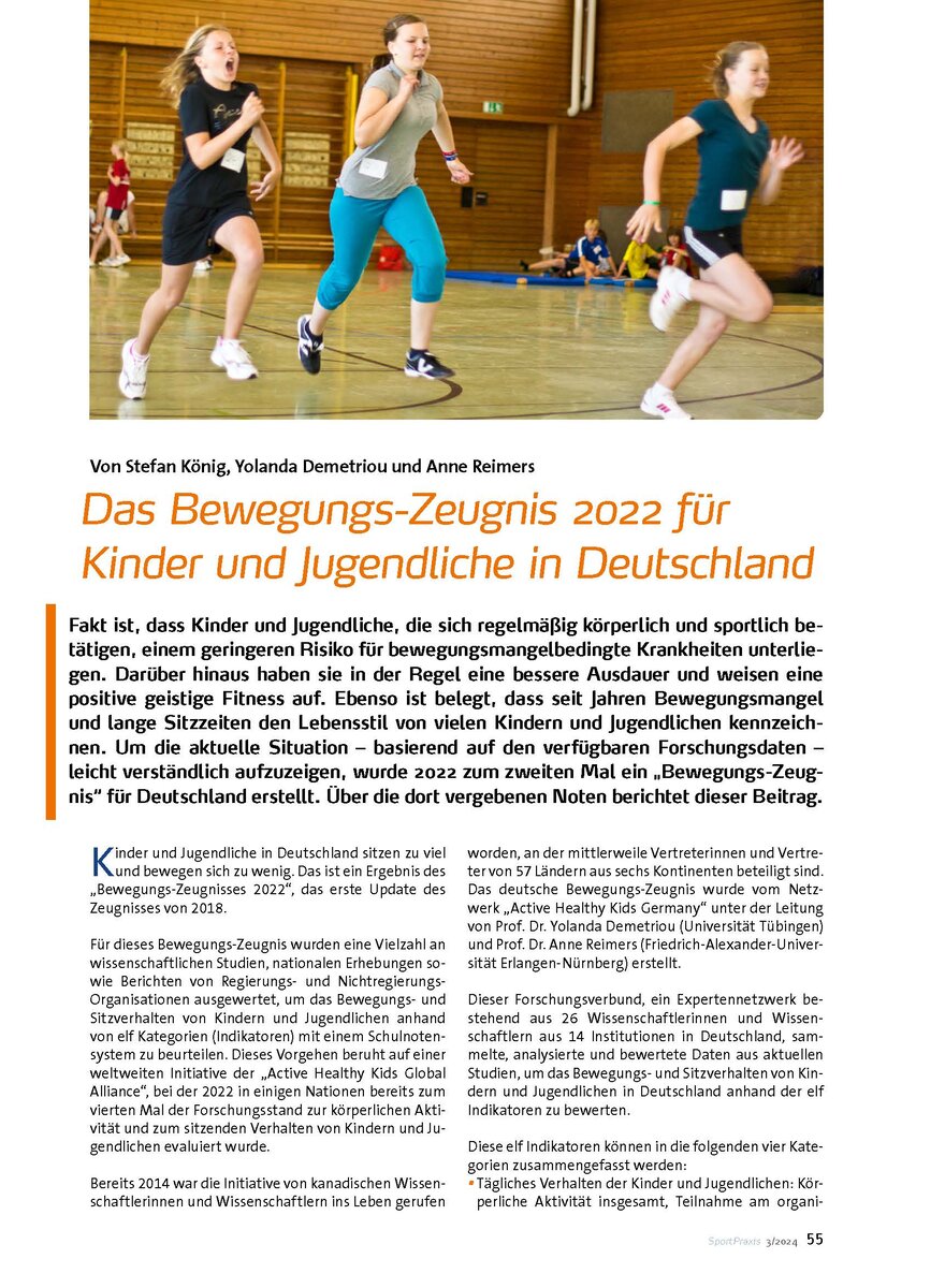DAS BEWEGUNGS-ZEUGNIS 2022 F. KINDER UND JUGENDLICHE IN DEUTSCHLAND