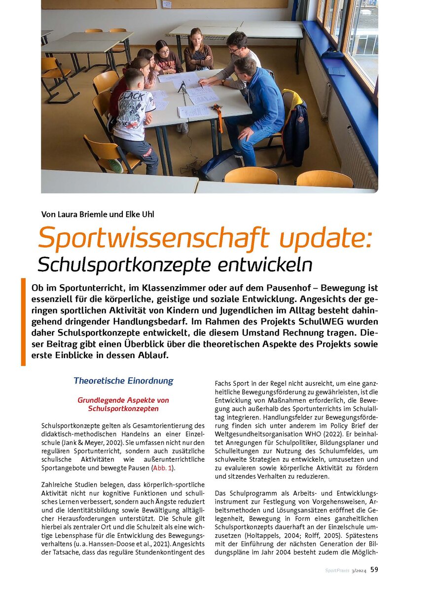 Auf diesem Bild sehen Sie das Produktbild 1 fr SPORTWISSENSCHAFT UPDATE: SCHULSPORTKONZEPTE ENTWICKELN