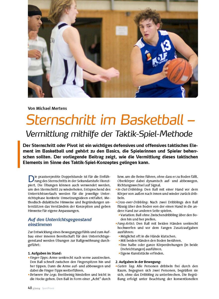 Auf diesem Bild sehen Sie das Produktbild 1 fr STERNSCHRITT IM BASKETBALL - VERMITTLUNG MITHILFE DER TAKTIK-SPIEL-METHODE
