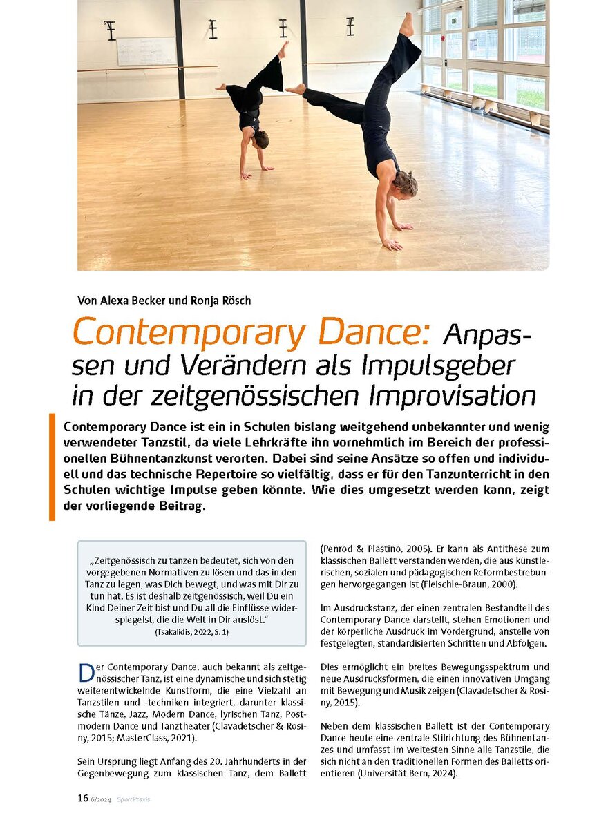 Auf diesem Bild sehen Sie das Produktbild 1 fr CONTEMPORARY DANCE: ANPASSEN UND VERNDERN ALS IMPULSGEBER I.D. IMPROVISATION
