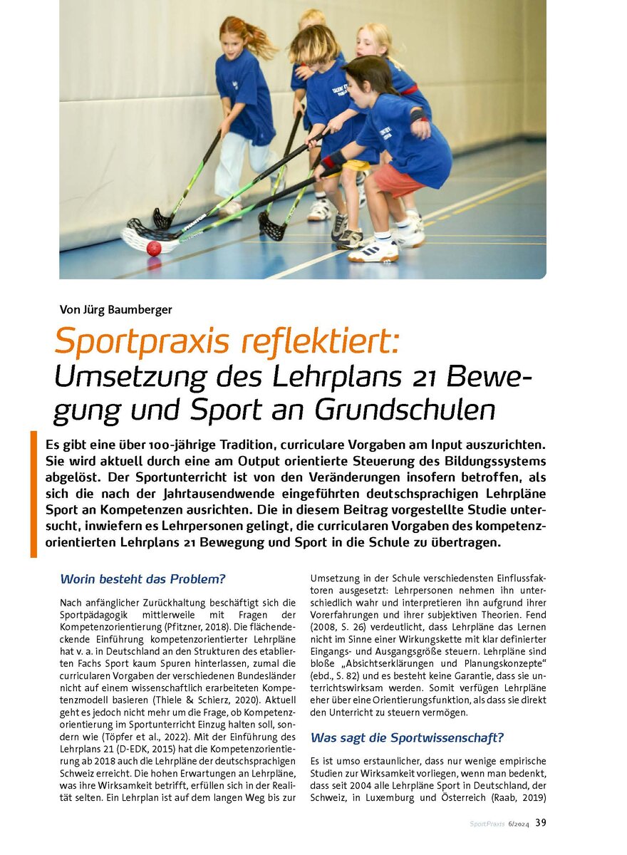 Auf diesem Bild sehen Sie das Produktbild 1 fr SPORTPRAXIS REFLEKTIERT: UMSETZUNG DES LEHRPLANS 21 BEWEGUNG UND SPORT AN GS