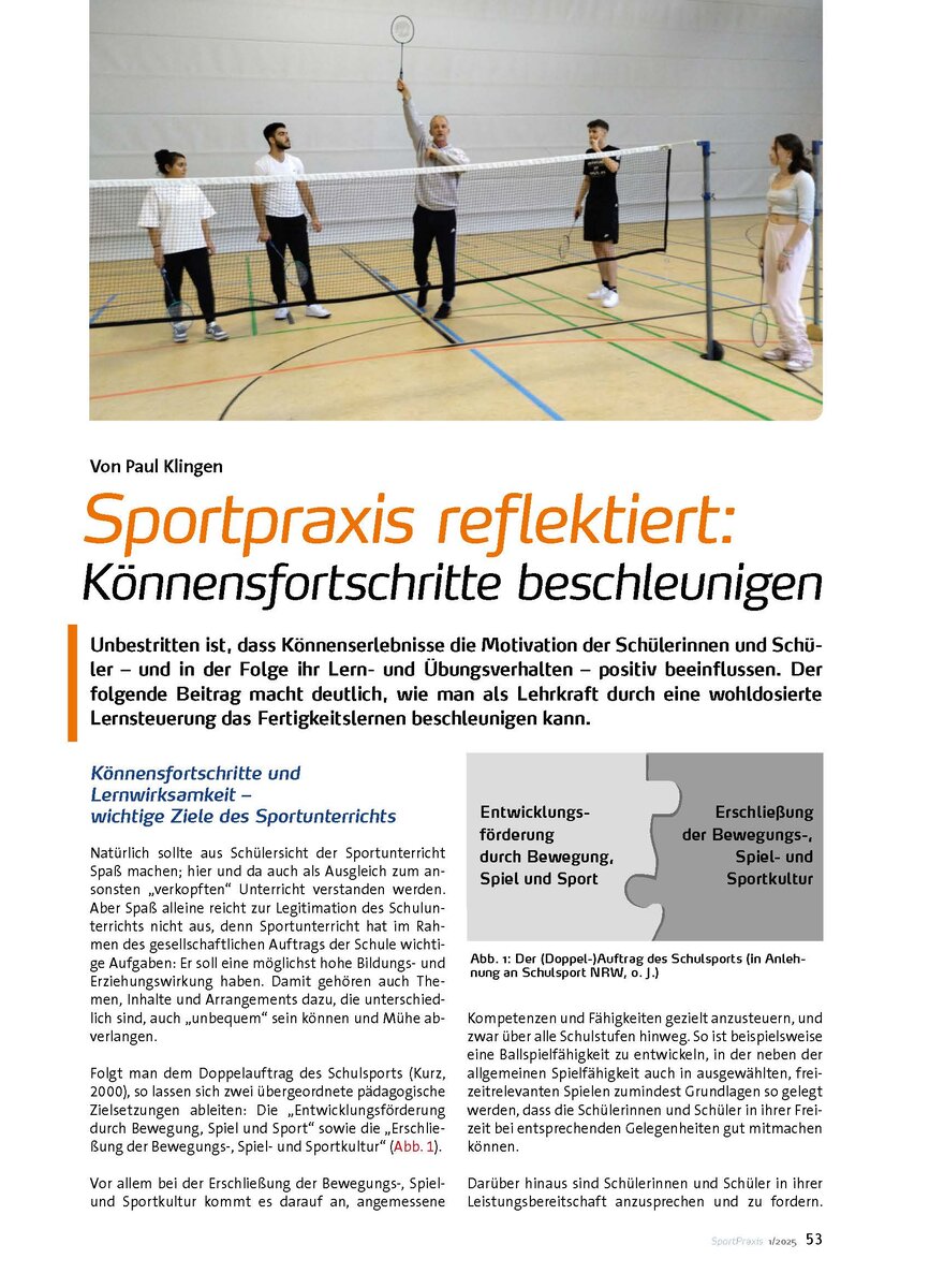 SPPORTPRAXIS REFLEKTIERT: KNNENSFORTSCHRITTE BESCHLEUNIGEN