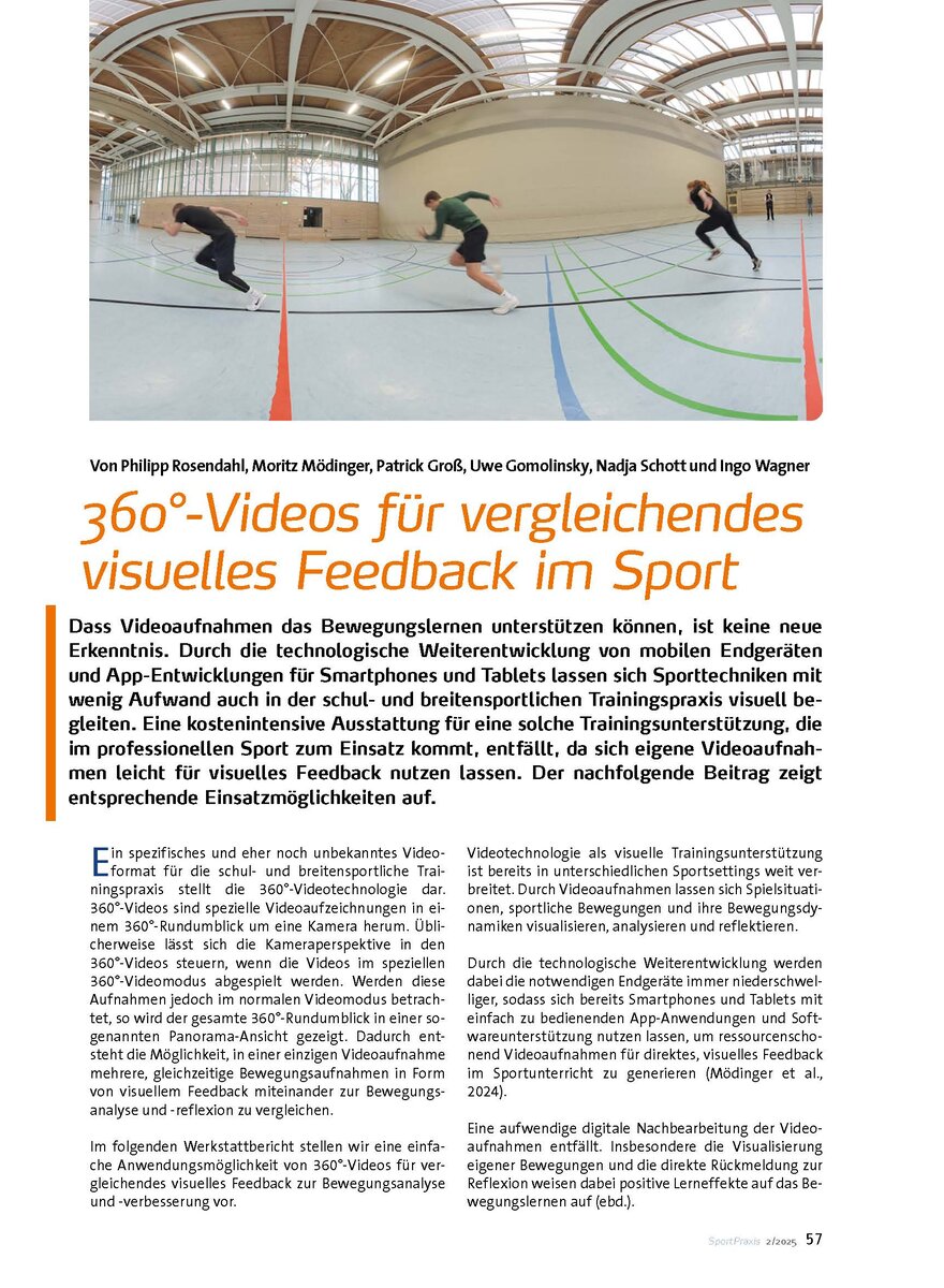 360-VIDEOS FR VERGLEICHENDES VISUELLES FEEDBACK IM SPORT