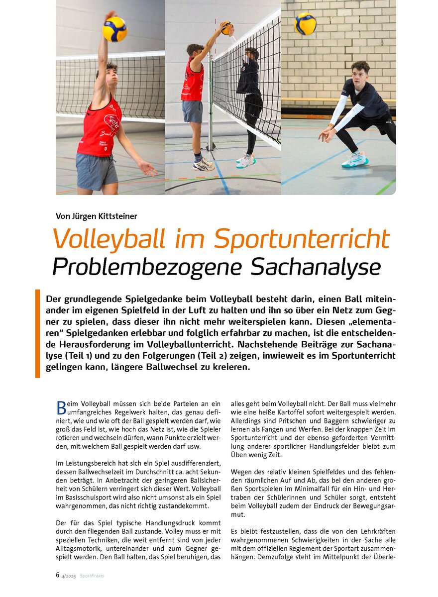 Auf diesem Bild sehen Sie das Produktbild 1 fr VOLLEYBALL IUM SPORTUNTERRICHT PROBLEMBEZOGENE SACHANALYSE
