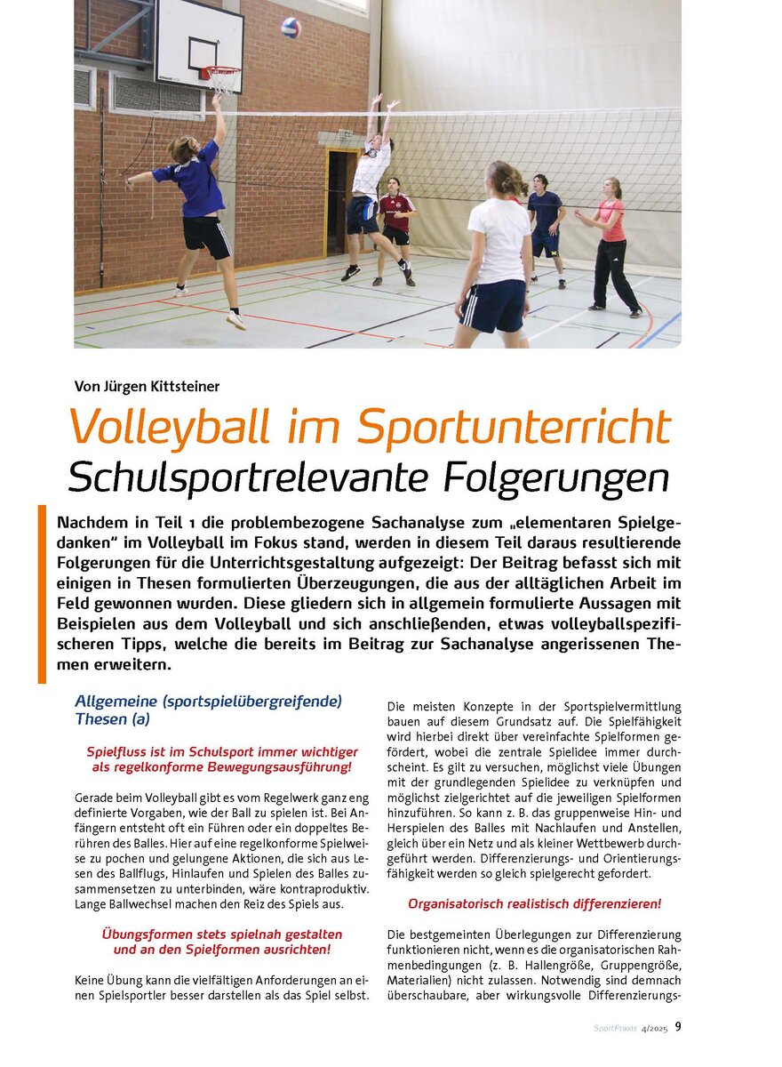 Auf diesem Bild sehen Sie das Produktbild 1 fr VOLLEYBALL IM SPORTUNTERRICHT: SCHULSPORTRELEVANTE FOLGE- RUNGEN