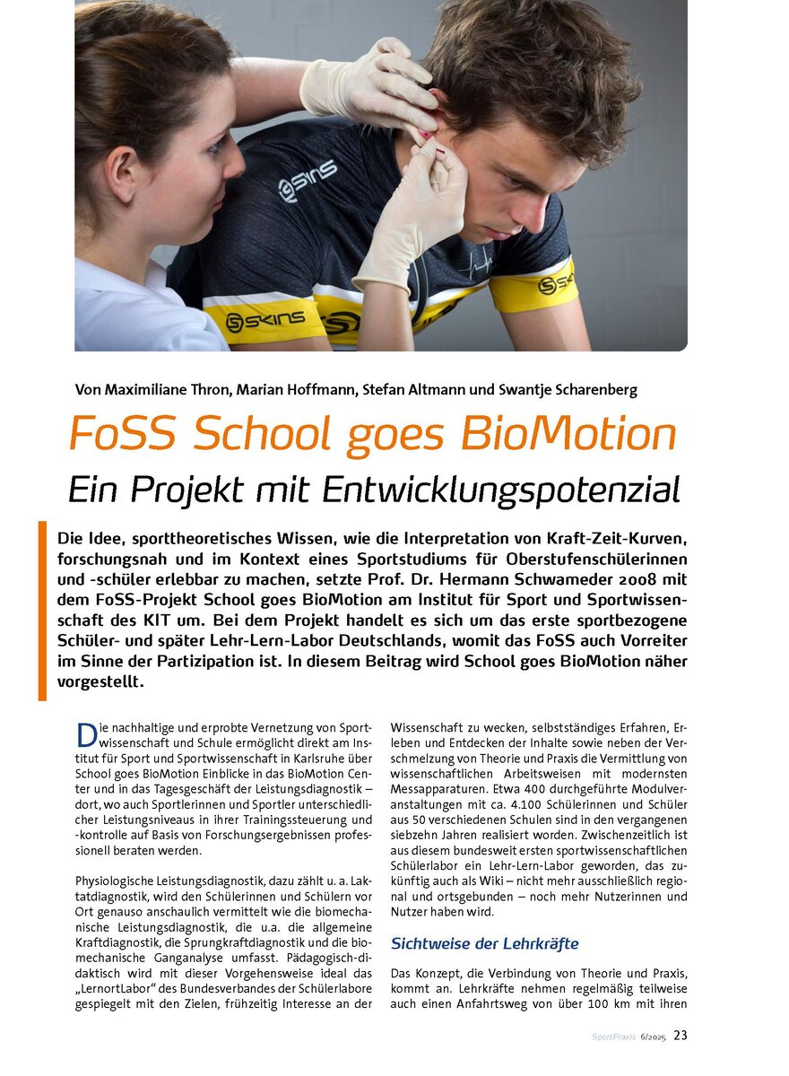 Auf diesem Bild sehen Sie das Produktbild 1 fr FOSS SCHOOL GOES BIOMOTION: EIN PROJEKT MIT ENTWICKLUNGS- POTENZIAL