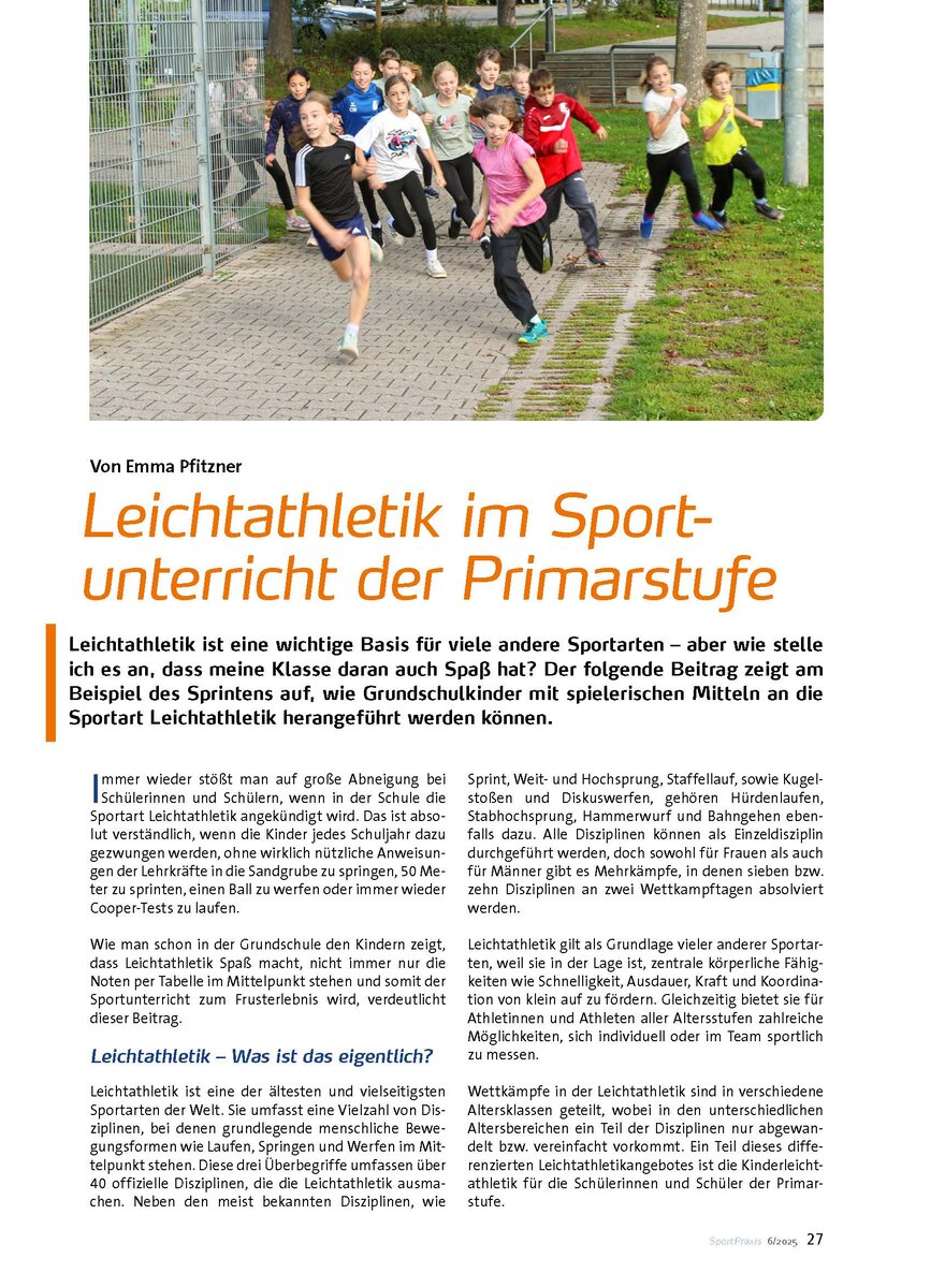 Auf diesem Bild sehen Sie das Produktbild 1 fr LEICHTATHLETIK IM SPORTUNTER- RICHT DER PRIMARSTUFE
