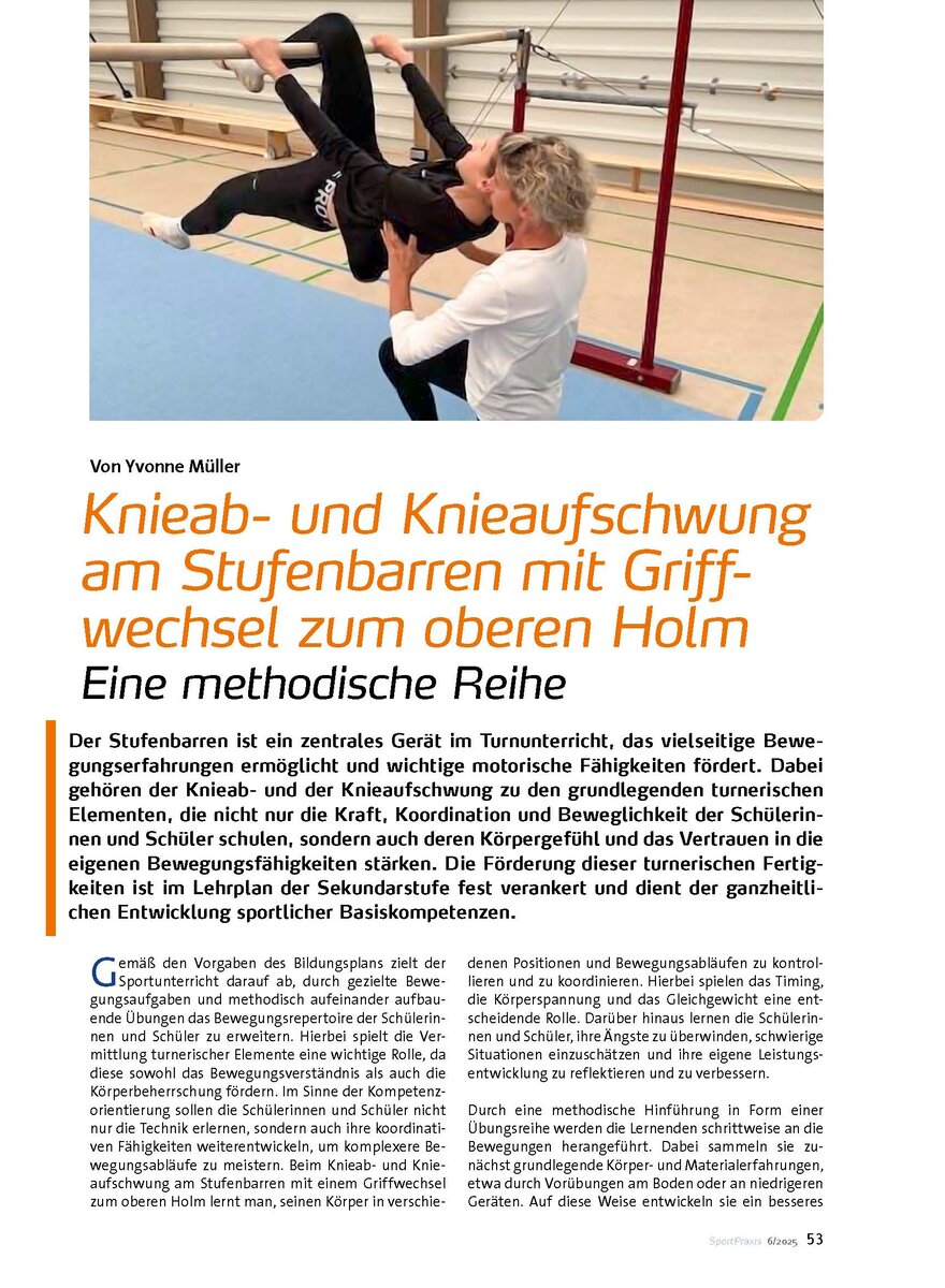 Auf diesem Bild sehen Sie das Produktbild 1 fr KNIEAB- UND KNIEAUFSCHWUNG AM STUFENBARREN MIT GRIFF- WECHSEL ZUM OBEREN HOLM