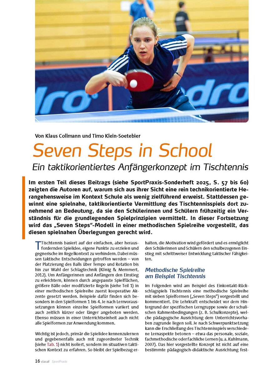 Auf diesem Bild sehen Sie das Produktbild 1 f�r SEVEN STEPS IN SCHOOL - EIN TAKTIKORIENTIERTES ANF�NGER- KONZEPT IM TISCHTENNIS
