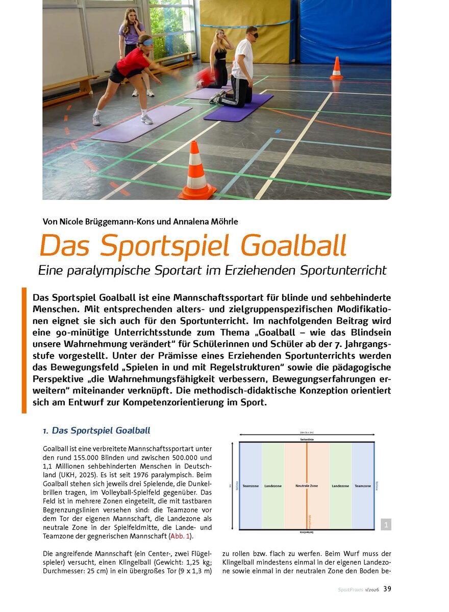 Auf diesem Bild sehen Sie das Produktbild 1 f�r DAS SPORTSPIEL GOALBALL - EINE PARALYMPISCHE SPORTART IM ERZIEHENDEN SPORTUNTERRICHT