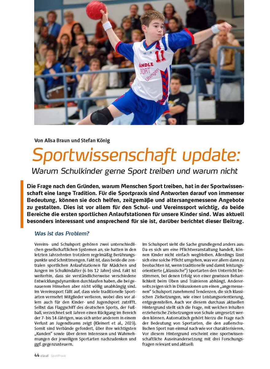 Auf diesem Bild sehen Sie das Produktbild 1 f�r SPORTWISSENSCHAFT UPDATE: WARUM SCHULKINDER GERN SPORT TREIBEN UND WARUM NICHT