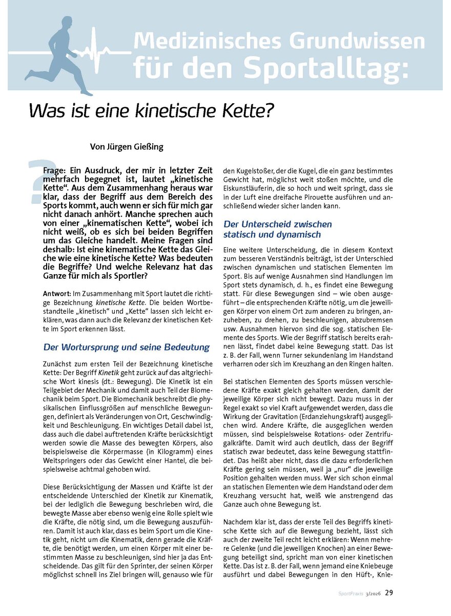 Auf diesem Bild sehen Sie das Produktbild 1 f�r MEDIZINISCHES GRUNDWISSEN F�R DEN SPORTALLTAG: WAS IST EINE KINETISCHE KETTE?