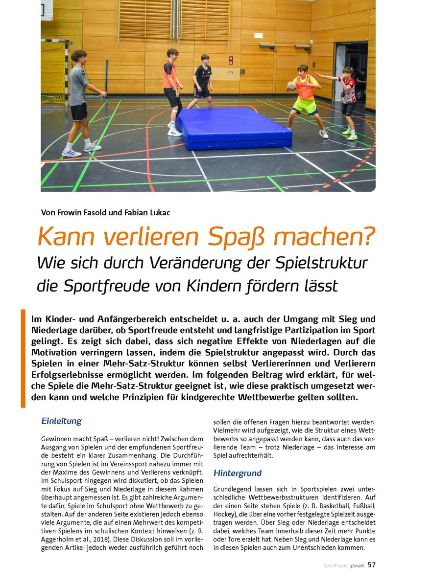 Auf diesem Bild sehen Sie das Produktbild 1 f�r WIE SICH DURCH VER�NDERUNG DER SPIELSTRUKTUR DIE SPORTFREUDE VON KINDERN F�RDERN L�SST