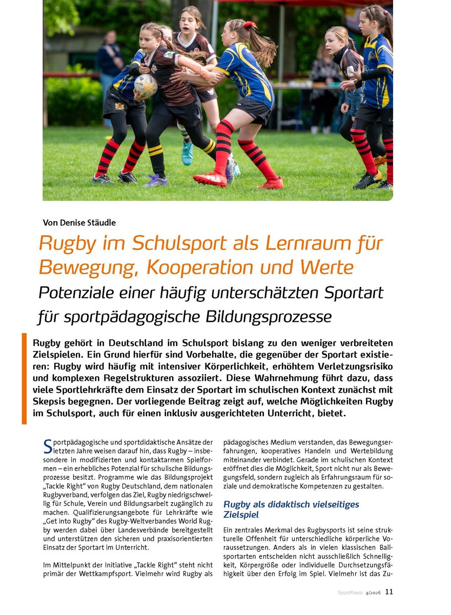 Auf diesem Bild sehen Sie das Produktbild 1 f�r RUGBY IN DER SCHULE ALS LERN- RAUM F�R BEWEGUNG KOOPERA- TION UND WERTE