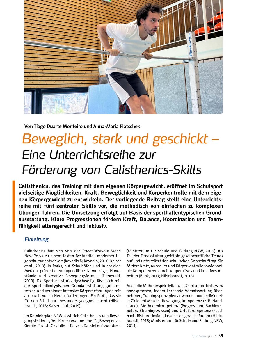 Auf diesem Bild sehen Sie das Produktbild 1 f�r EINE UNTERRICHTSREIHE ZUR F�RDERUNG VON CALIS- THENICS-SKILLS