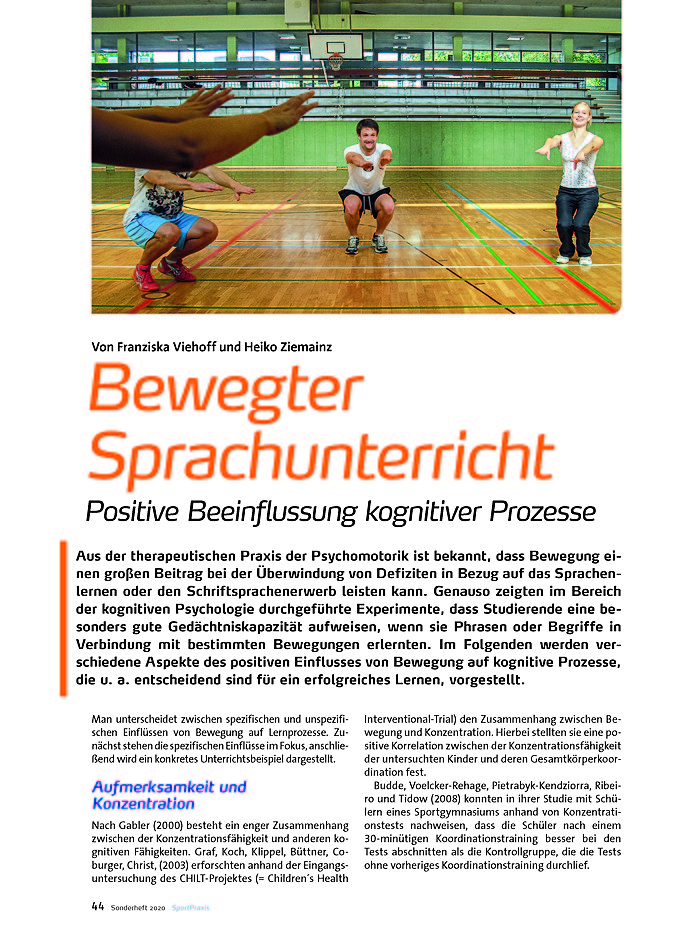 Auf diesem Bild sehen Sie das Produktbild 1 fr BEWEGTER SPRACHUNTERRICHT POSITIVE BEEINFLUSSUNG KOG- NITIVER PROEZESSE