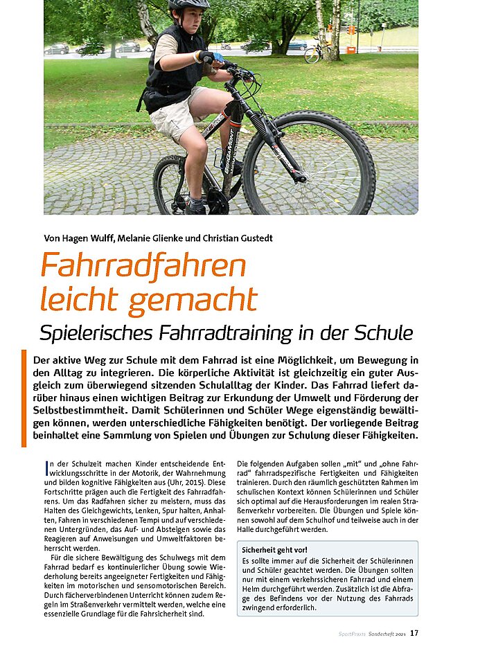 FAHRRADFAHREN LEICHT GEMACHT SPIELERISCHES FAHRRADTRAINING IN DER SCHULE