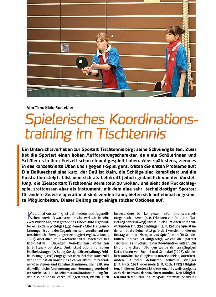 SPIELERISCHES KOORDINATIONS- TRAINING IM TISCHTENNIS