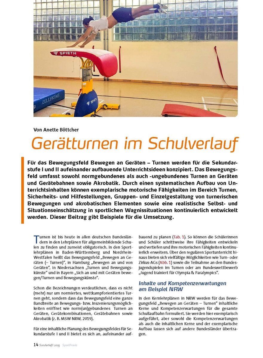 Auf diesem Bild sehen Sie das Produktbild 1 fr GERTTURNEN IM SCHULVERLAUF