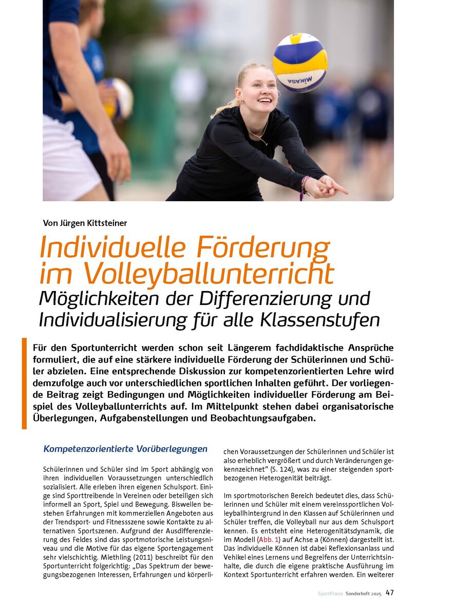 Auf diesem Bild sehen Sie das Produktbild 1 fr INDIVIDUELLE FRDERUNG IM VOLLEYBALLUNTERRICHT