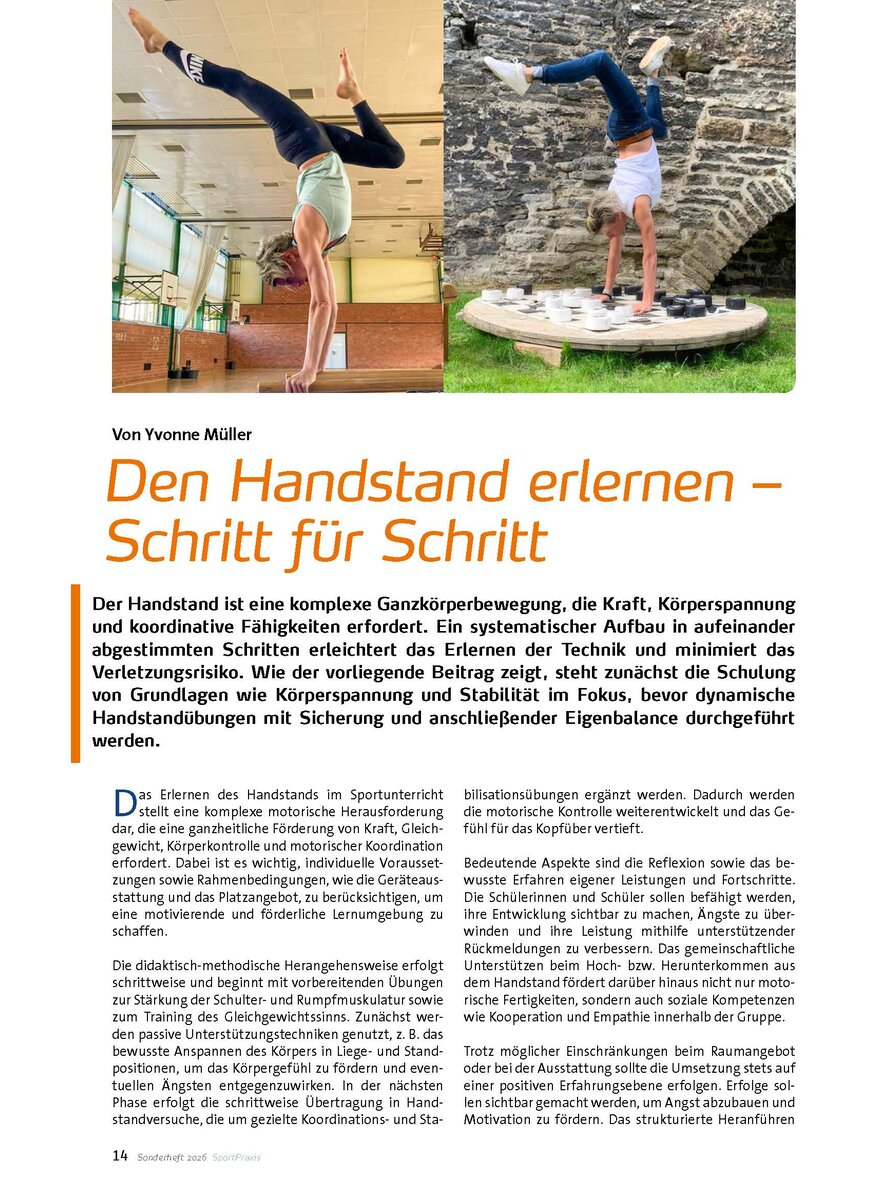 Auf diesem Bild sehen Sie das Produktbild 1 f�r DEN HANDSTAND ERLERNEN - SCHRITT F�R SCHRITT