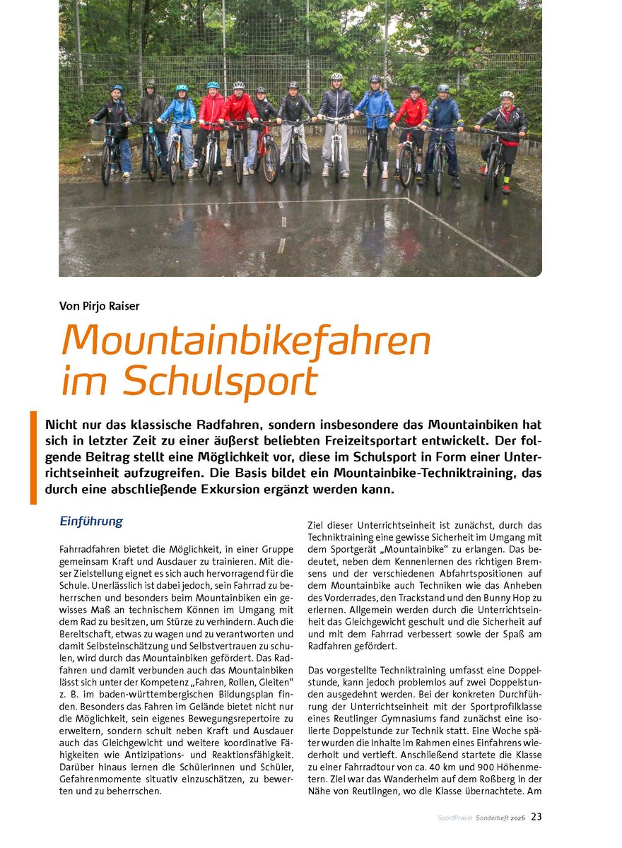 Auf diesem Bild sehen Sie das Produktbild 1 f�r MOUNTAINBIKEFAHREN IM SCHULSPORT