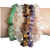 5 EDELSTEINARMBNDER IM SET: TIGERAUGE; AVENTURIN; AMETHYST BERGKRISTALL; ROSENQUARZ