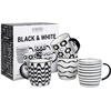 PORZELLAN-BECHER BLACK & WHITE 4ER-SET IM GK