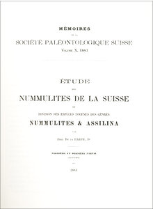 ETUDES DES NUMMULITES DE LA SUISSE 1883