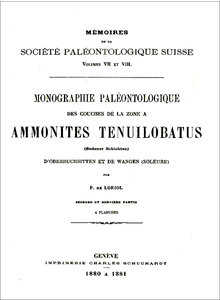 MONOGRAPHIE PALOEONTOLOGIQUE DE LA ZONE  AMMONITES 1881 (8-4)