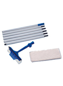 FENSTERWISCHER-SET 9-TEILIG: 6 STANGENTEILE; WISCHER SCHWAMM; MICROFASER-�BERZUG