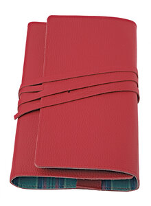 BUCHHLLE AUS LEDER MIT EIN- GENHTEM LESE- UND WICKELBAND