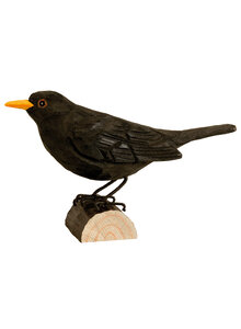 AMSEL - HANDGESCHNITZTER VOGEL AUS HOLZ