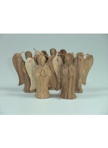 WEIHNACHTSBAUM-ANHNGER ENGEL AUS AKAZIENHOLZ 5ER-SET - HER- STELLER NICHT MEHR LIEFERFHIG