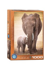 PUZZLE ELEFANT MIT JUNGTIER 1000 TEILE