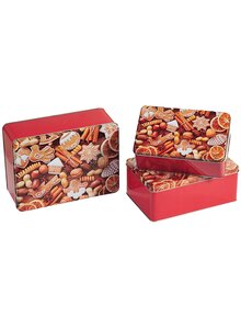 Produktbild fr 'METALL-GEBCKDOSEN 3ER-SET MOTIV WEIHNACHTSGEBCK'